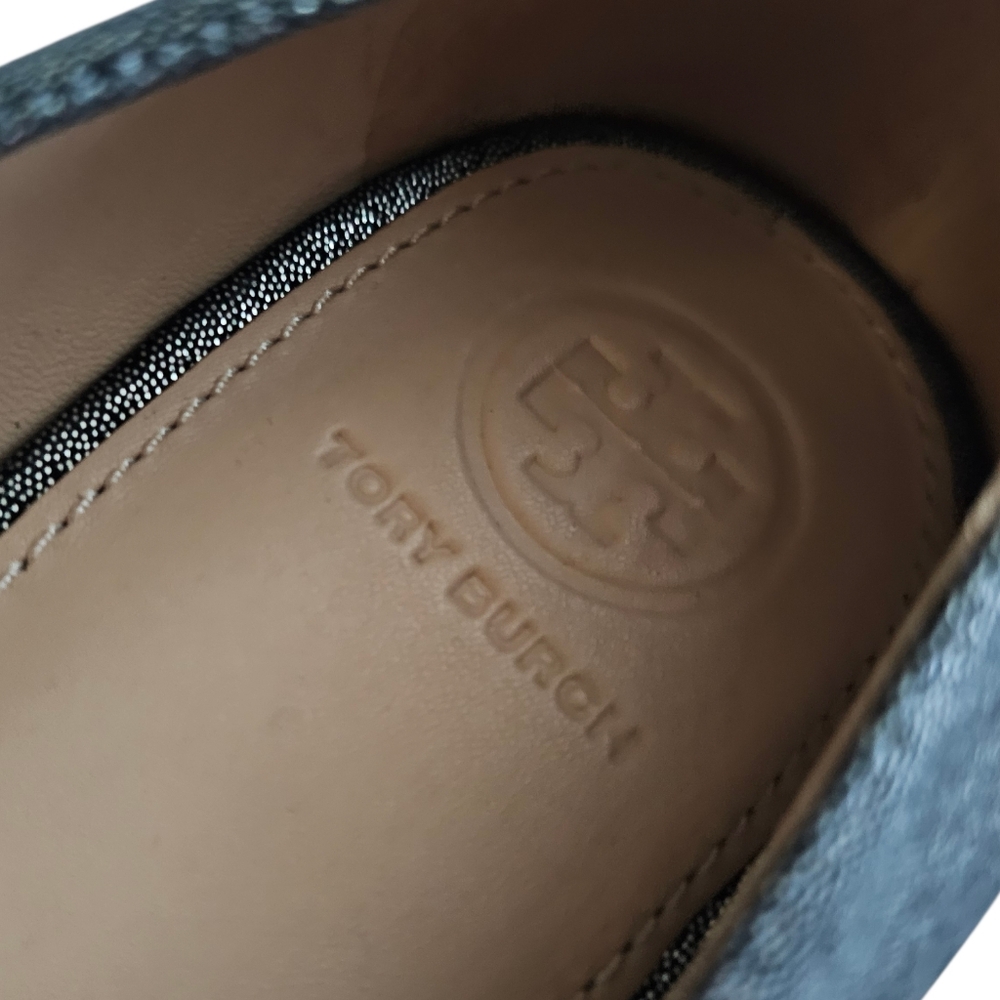 Tory Burch Delphine Pewter & Jewel Embellished Crystal Pump Heels Size 10 - Picture 6 of 11